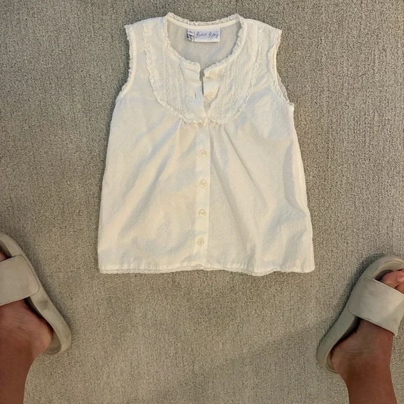 Rachel Riley Lace Trimmed White Sleeveless Top size 6Y - Picture 7 of 8